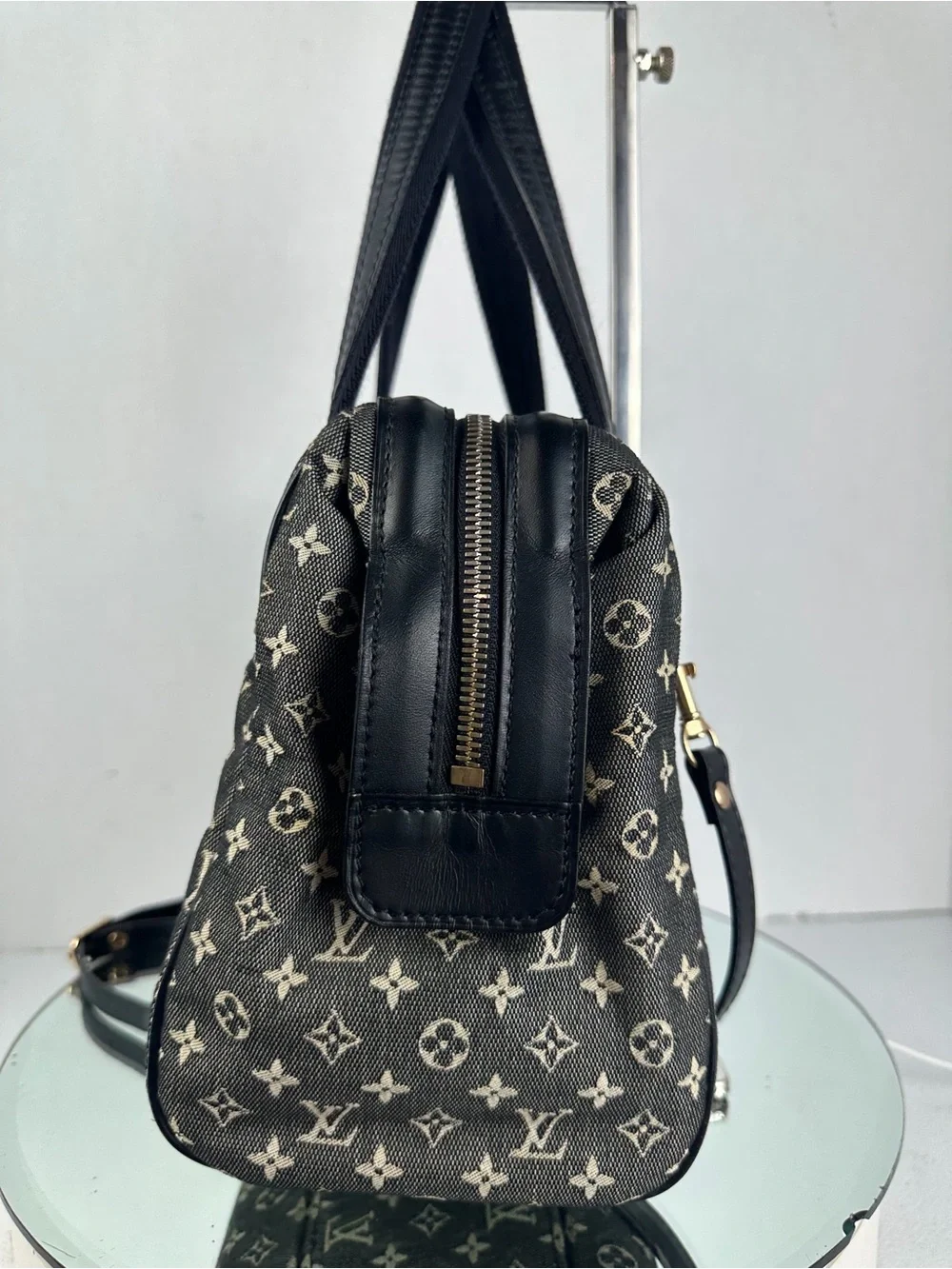 Louis Vuitton Mini Lin Josephine PM Noir Satchel Monogram Canvas Rare
